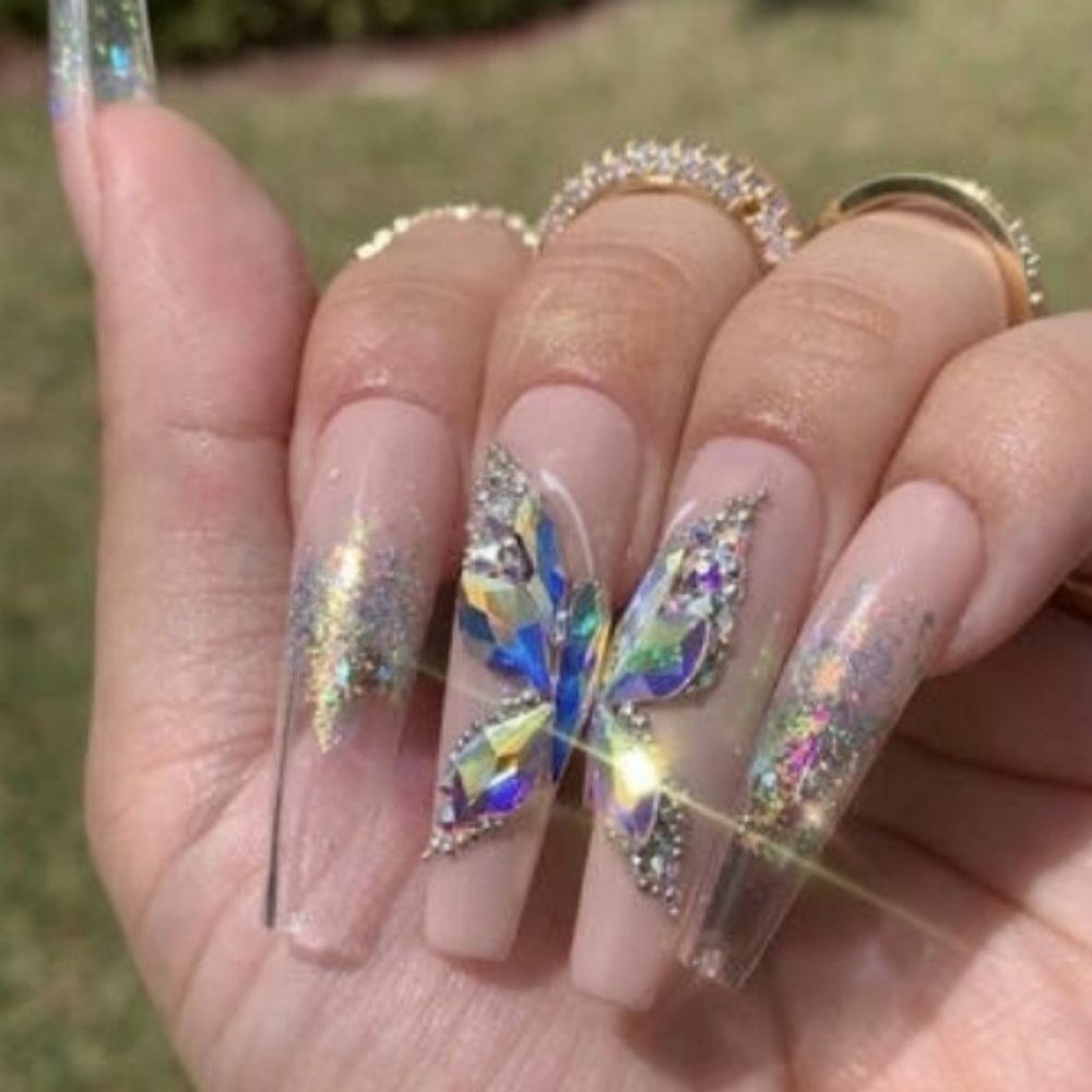 Handmade XXL Coffin Hard Gel Press On Nail Set